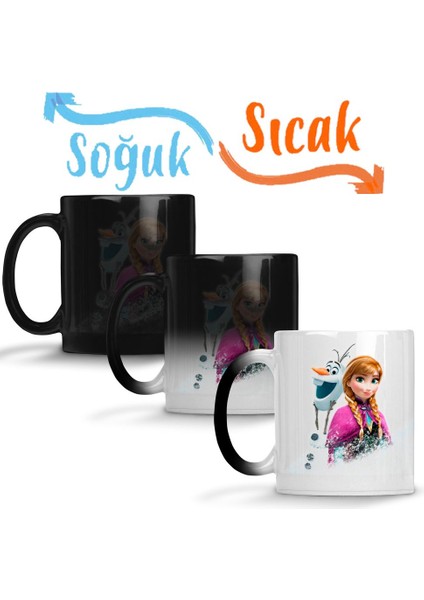 Elsa Anna Olaf Frozen Kristoff Sihirli Kupa Bardak Porselen