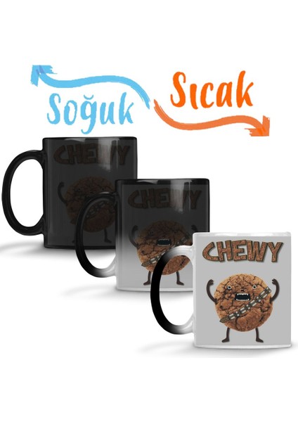 Çıplak Çikolatalı Kurabiye Wookiee Kurabiye Canavarı Sihirli Kupa Bardak Porselen