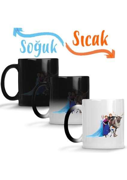 Elsa Kristoff Anna Olaf Film Frozen Sihirli Kupa Bardak Porselen