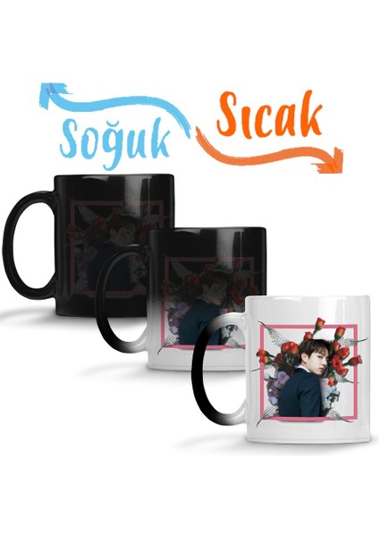 Bts Bangtan Sonyeondan Floral Jungkook Sihirli Kupa Bardak Porselen