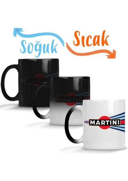 Martini Racing Curved Stripe Sihirli Kupa Bardak Porselen