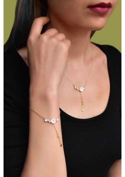 925 Ayar Gümüş Rose Kaplama Sedef Mineli Balık Kolye fiyatları