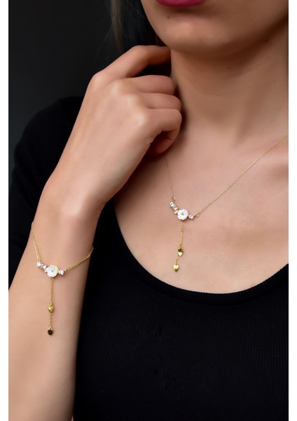 925 Ayar Gümüş Rose Kaplama Sedef Mineli Balık Kolye modelleri