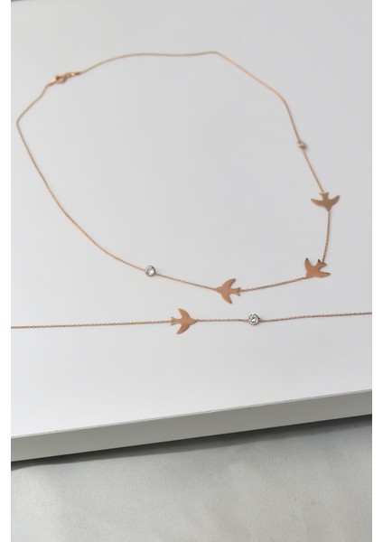 925 Ayar Gümüş Rose Kaplama Mavi Sedef Mineli Kelebek Kolye fiyatları