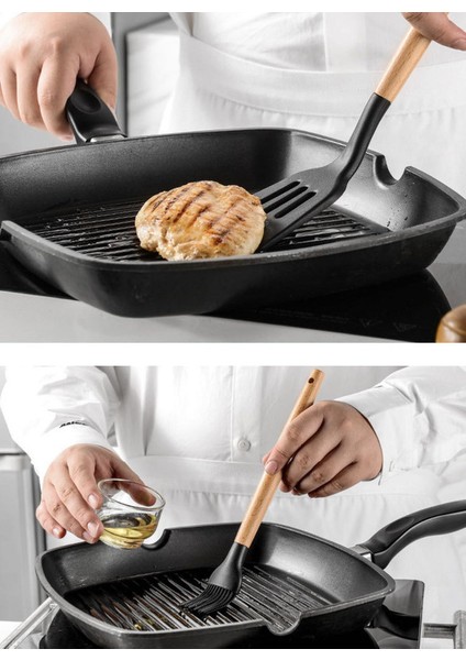 Depolama Kovası Ahşap Saplı Silikon Mutfak Gereçleri Seti Mutfak Eşyaları Depolama Rafı Pişirme Spatula Mutfak Gereçleri 11 Parça Set Mor (Yurt Dışından) fırsatları