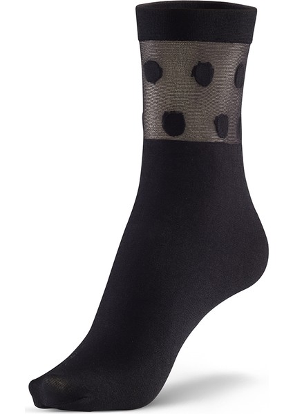 Koku Yapmayan Polka Soket Kadın Siyah Gümüş Çorap