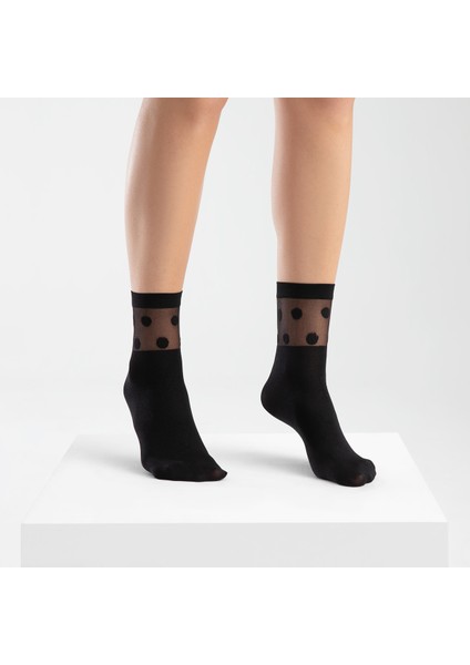 Koku Yapmayan Polka Soket Kadın Siyah Gümüş Çorap fiyatları
