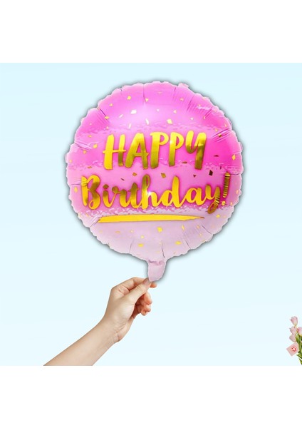 Happy Birthday Folyo Balon, 45cm - Pembe