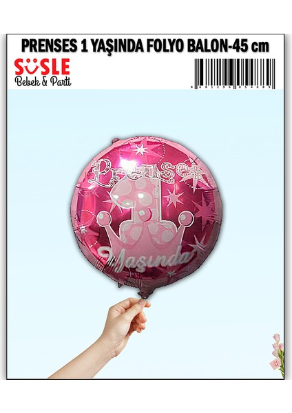 Prenses 1 Yaşında Folyo Balon - 45cm modelleri