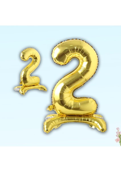 2 Rakam Ayaklı Folyo Balon, 65 cm - Altın