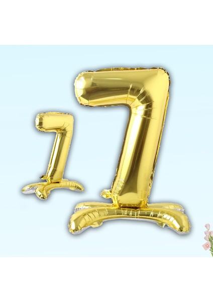 7 Rakam Ayaklı Folyo Balon, 65 cm - Altın