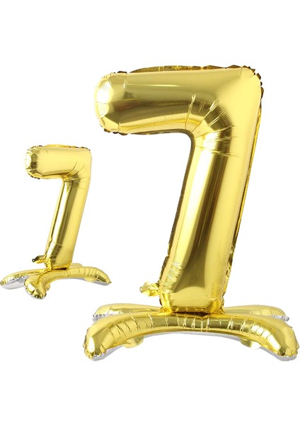 7 Rakam Ayaklı Folyo Balon, 65 cm - Altın