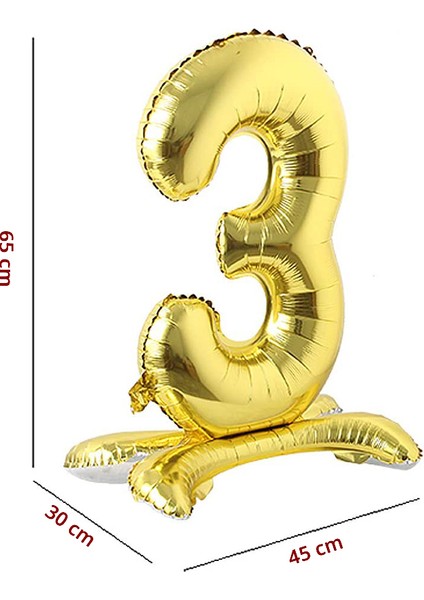 3 Rakam Ayaklı Folyo Balon, 65 cm - Altın fiyatları