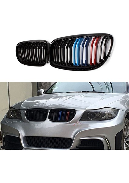 Bmw E90 M3 Ön Böbrek Panjur M Şerit Renkli 2009 / 2012 Çift Tırnak