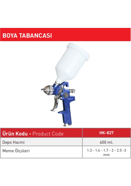 Üstten Depo Profosyonel Boya Tabancası 1.3 Meme 1.3 mm