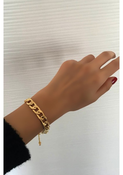 Gold 24K Altın Kaplama Klasik Zincir Bileklik Ayarlanabilir