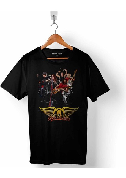 Aerosmıth Walk Thıs Way Steven Tyler Black On Black Erkek Tişört
