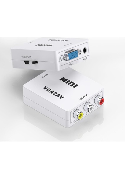 1080P Mini VGA2AV Dönüştürücü Adaptör VGA Av Rca Dönüştürücü