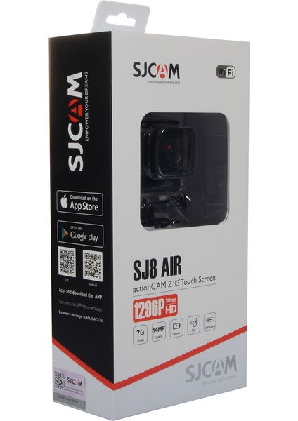 SJ8 Air 2.33” 160° Dinamik Ultra Lens Geniş Açı 8X Dijital Zoom Hareket Algılama 240fps H.265 1200mAh Ultra Geniş Batarya Aksiyon Kamerası Siyah