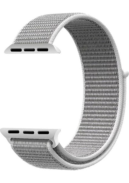 Apple Watch Uyumlu Dokuma Kordon Kayış 1-2-3-4-5-6-7-Se 38MM 40MM -Açık Gri