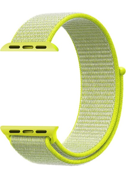 Apple Watch Uyumlu Dokuma Kordon Kayış 1-2-3-4-5-6-7-Se 38MM 40MM -Neon