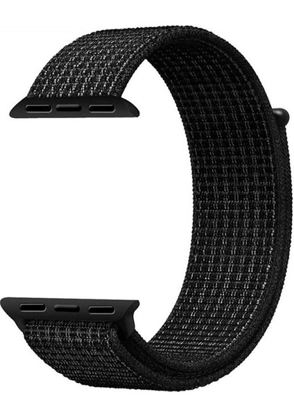 Apple Watch Uyumlu Dokuma Kordon Kayış 1-2-3-4-5-6-7-Se 38MM 40MM - Siyah-Beyaz