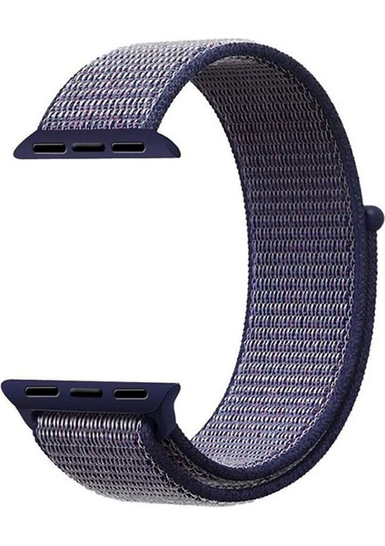 Apple Watch Uyumlu Dokuma Kordon Kayış 1-2-3-4-5-6-7-Se 38MM 40MM -Mavi Siyah