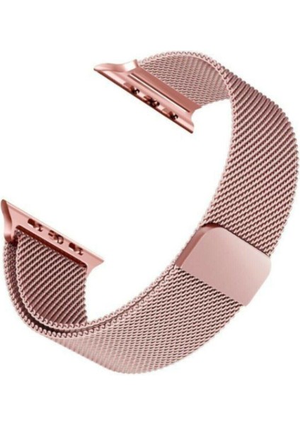 Apple Watch Uyumlu Pembe Rengi Metal Kordon 42-44 mm