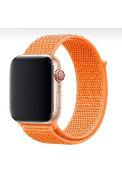 Apple Watch Uyumlu Dokuma Kordon Kayış 1-2-3-4-5-6-7-Se 38MM 40MM-TURUNCU