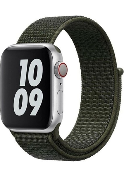 Apple Watch Uyumlu Dokuma Kordon Kayış 1-2-3-4-5-6-7-Se 38MM 40MM - Haki