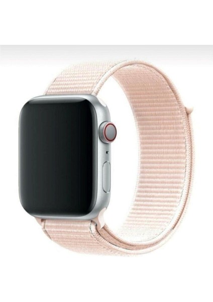 Apple Watch Uyumlu Dokuma Kordon Kayış 1-2-3-4-5-6-7-Se 38MM 40MM -Inci Pembesi