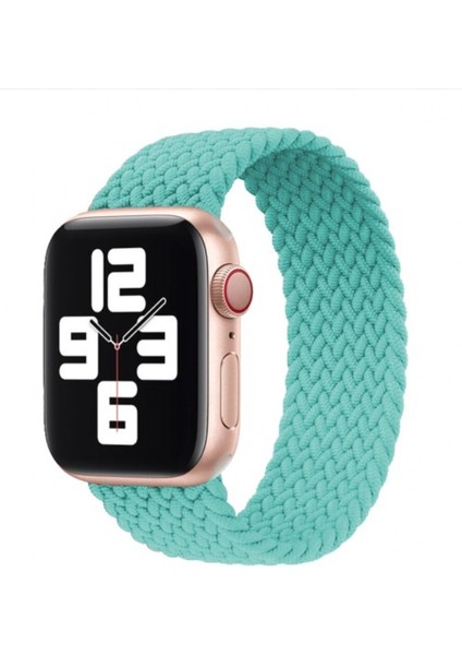 Apple Watch Uyumlu Kordon Kayış Bileklik Örgü Loop Mint Yeşili 42-44 mm S Beden