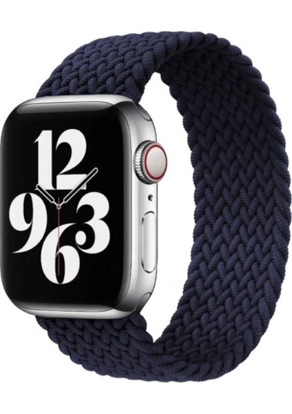 Apple Watch Uyumlu Kordon Kayış Bileklik Örgü Loop Lacivert 38-40 mm M Beden