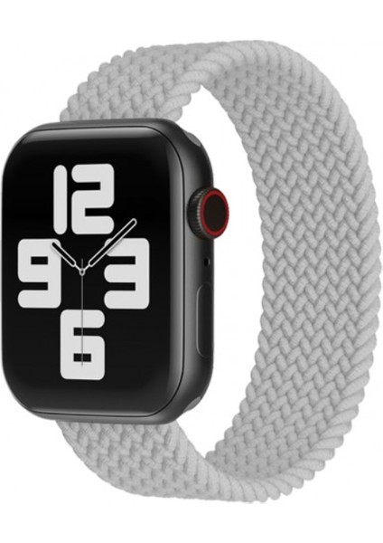 Apple Watch Uyumlu Kordon Kayış Bileklik Örgü Loop Gri 42-44 mm S Beden