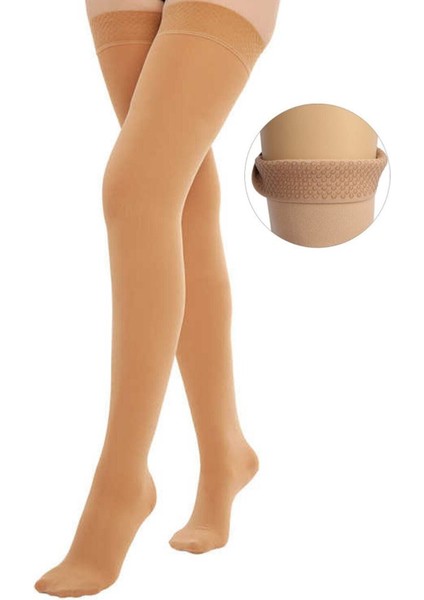 Orx-1003-T Orlex Diz Üstü Silikonlu Varisçorabı Orta Basınç Ccl2 Burnu Kapalı Ten Rengi