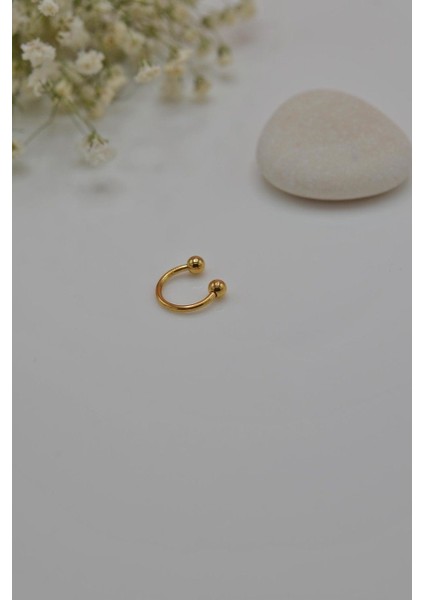 Sacce Scarves&Accessories 8 mm Gold Çelik Top Uçlu Piercing Septum Kıkırdak