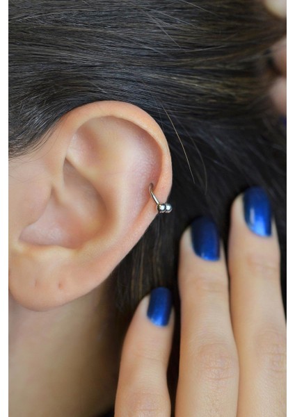 Sacce Scarves&Accessories 6 mm Gümüş Renk Çelik Top Uçlu Piercing Tragus Helix Kıkırdak