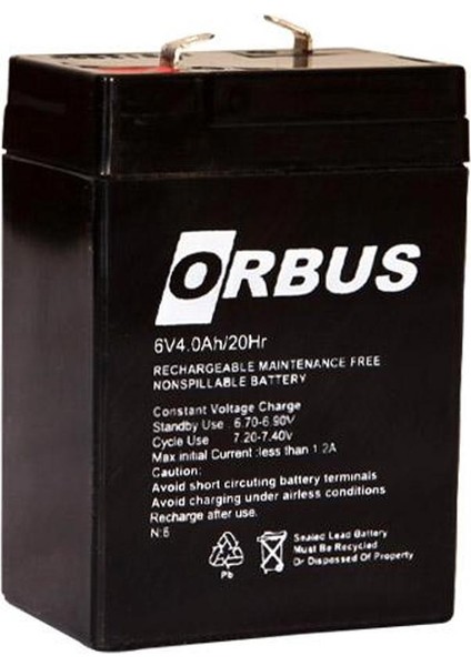 Akü 6V 4A (7x4.5x9.4cm) Orbus