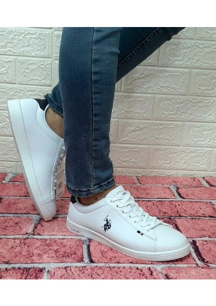 Franco Beyaz Sneaker Düz Taban Unisex Rahat Spor Ayakkabı
