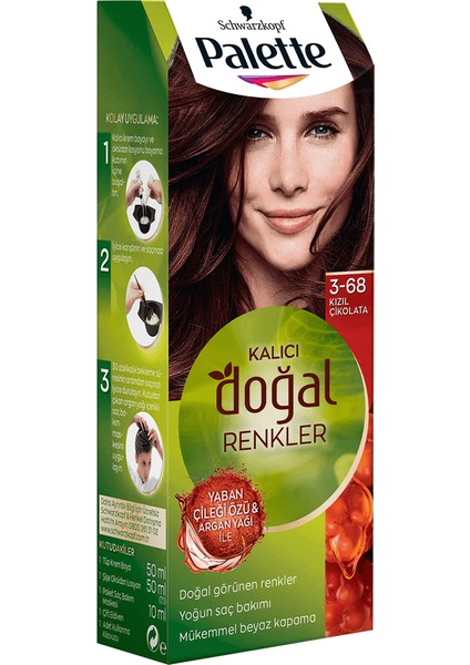 Kalıcı Doğal Renkler Saç Boyası 3-68 Kızıl Çikolata