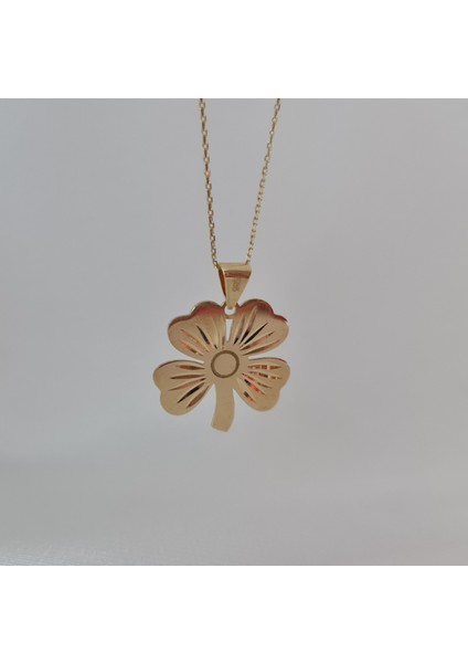 Kalemli Yonca Kolye Ucu 14 Ayar Altın Uç modelleri