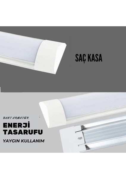 Store 4 Adet 40W Floresan Yatay LED Bant Armatür Tavan Aydınlatma [120 cm LED Armatür]