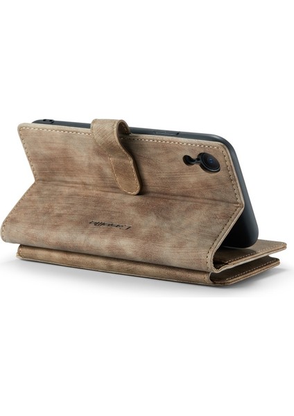 C30 iPhone Xr 6.1 Inç Uyumlu Kart Yuvalı Pu Deri Kaplamalı Tpu Telefon Kılıfı - Kahverengi (Yurt Dışından) modelleri