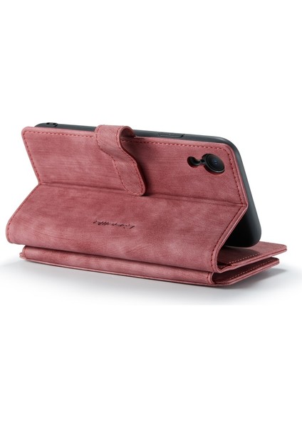 C30 iPhone Xr 6.1 Inç Uyumlu Kart Yuvalı Pu Deri Kaplamalı Tpu Telefon Kılıfı - Kırmızı (Yurt Dışından) modelleri