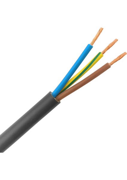 3x2,5 Ttr Kablo 16 Metre Siyah Tam Bakır
