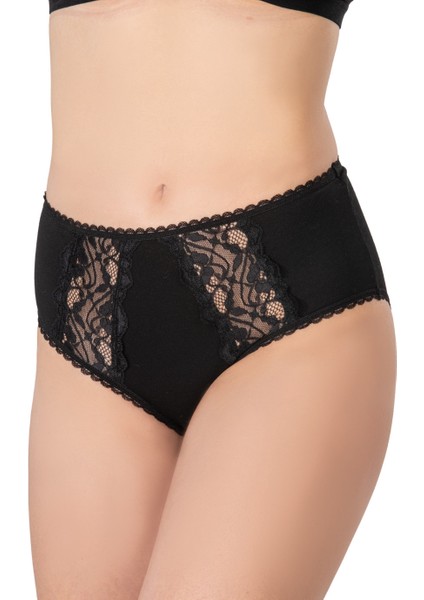 Siyah Emay 1445 Modal Cotton Yüksekbel Dantelli Külot fiyatları
