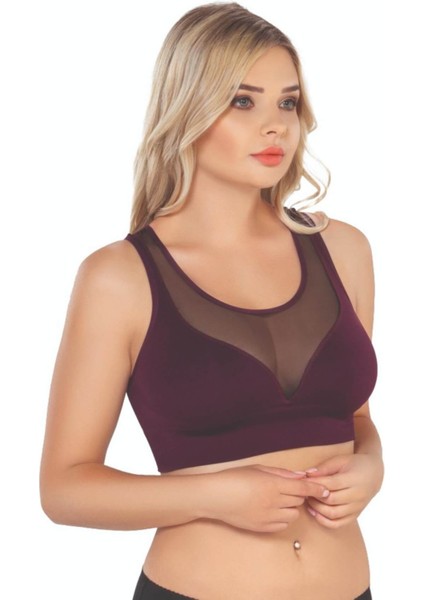 Bordo Emay 4028 Seamless Tül Toparlayıcı Sütyen Korse