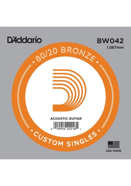 BW042 Akustik Tek Tel, 80/20 Bronze Wound, 042, (La) Pak