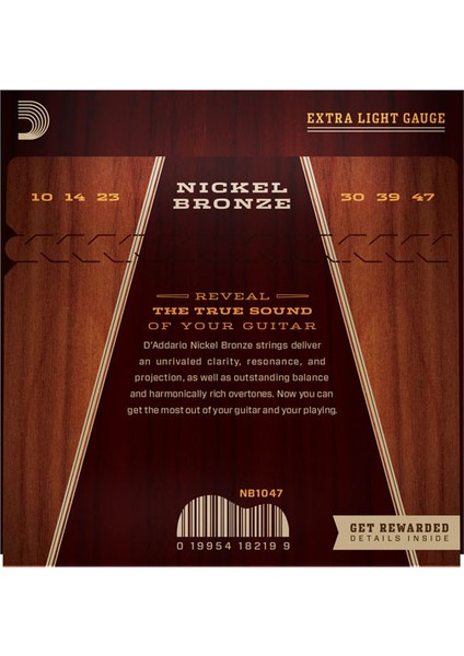 NB1047 Akustik Gitar Tel Seti, Nıckel Bronze, X-, 10-