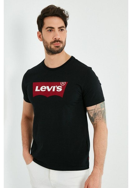 Erkek Siyah Logolu T-Shirt - 17783-0311